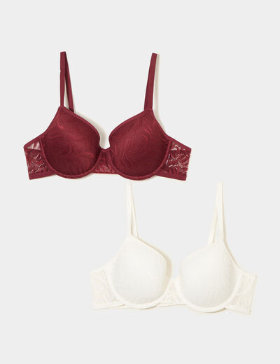 Lot 2 soutiens-gorge corbeille dentelle bordeaux femme