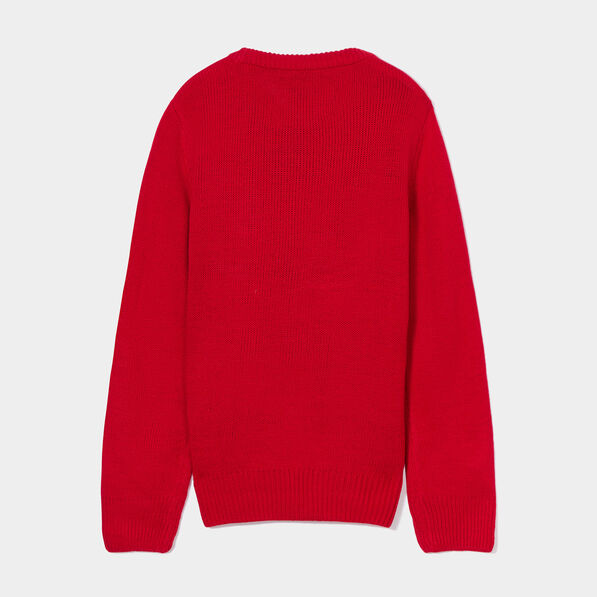 Pull col rond rouge garçon