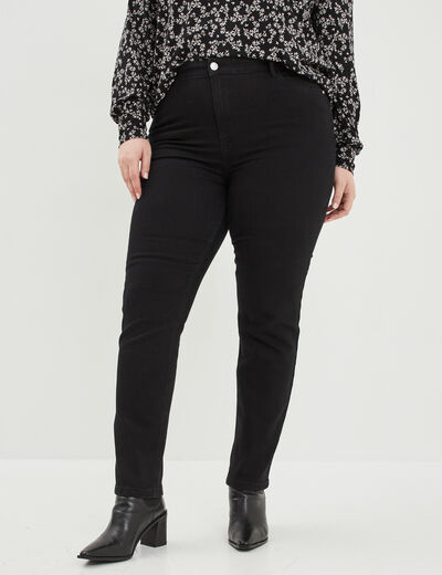Jeans slim taille haute 5 poches denim noir femme grande taille
