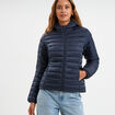 Doudoune l&eacute;g&egrave;re d&eacute;perlante &agrave; capuche bleu marine femme