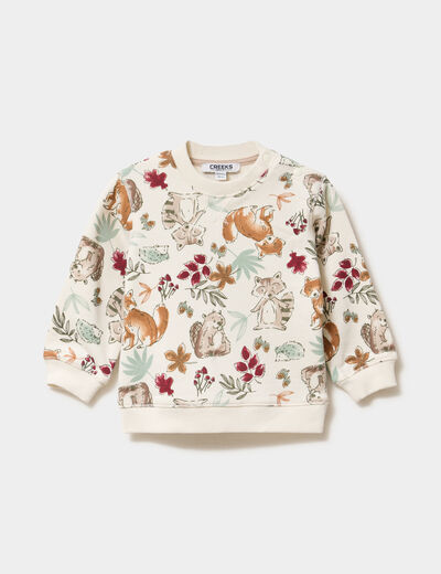 Sweat manches longues ecru bébé garçon