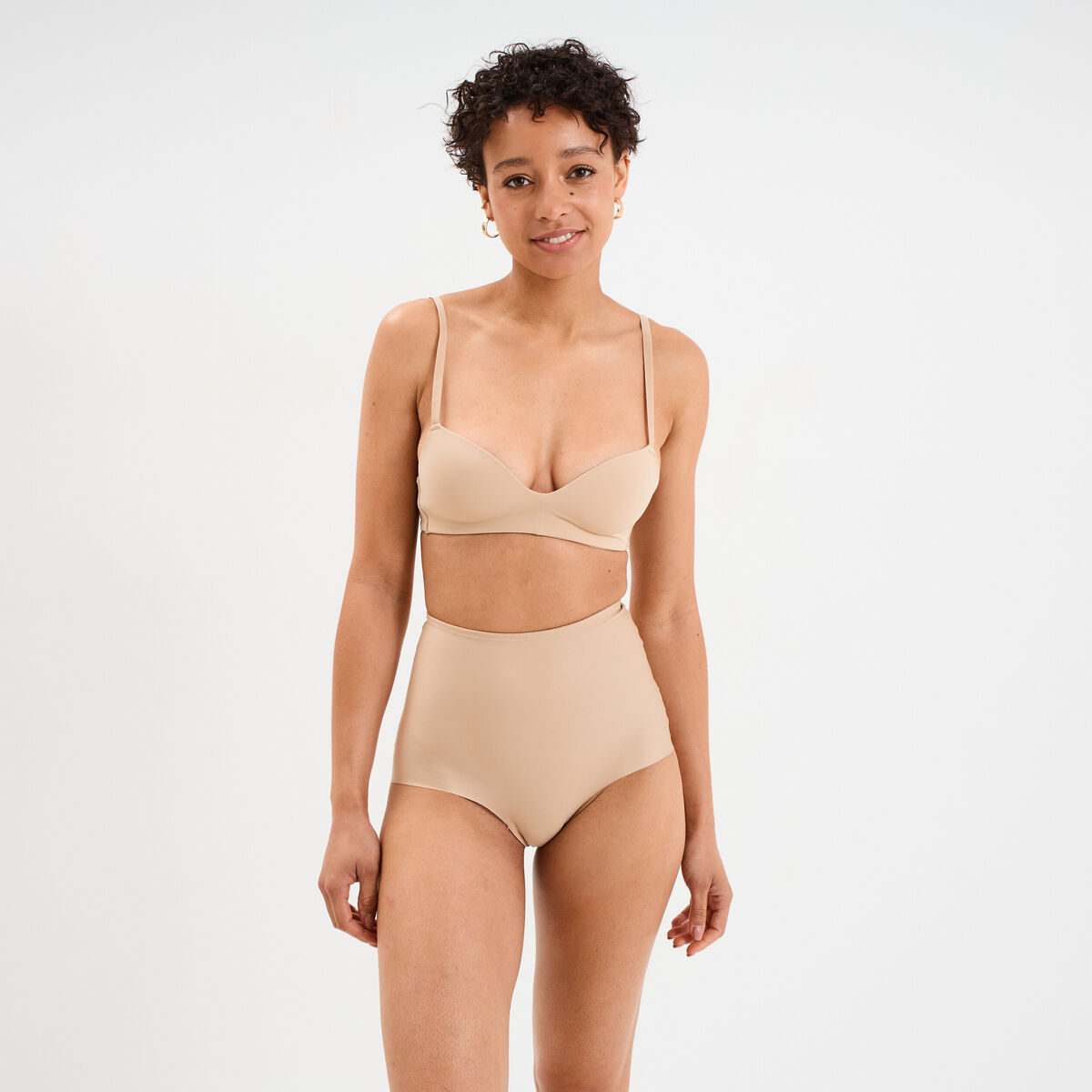 Soutien-gorge push-up triangle beige femme