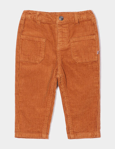 Pantalon droit velours côtelé marron cognac bébé garçon
