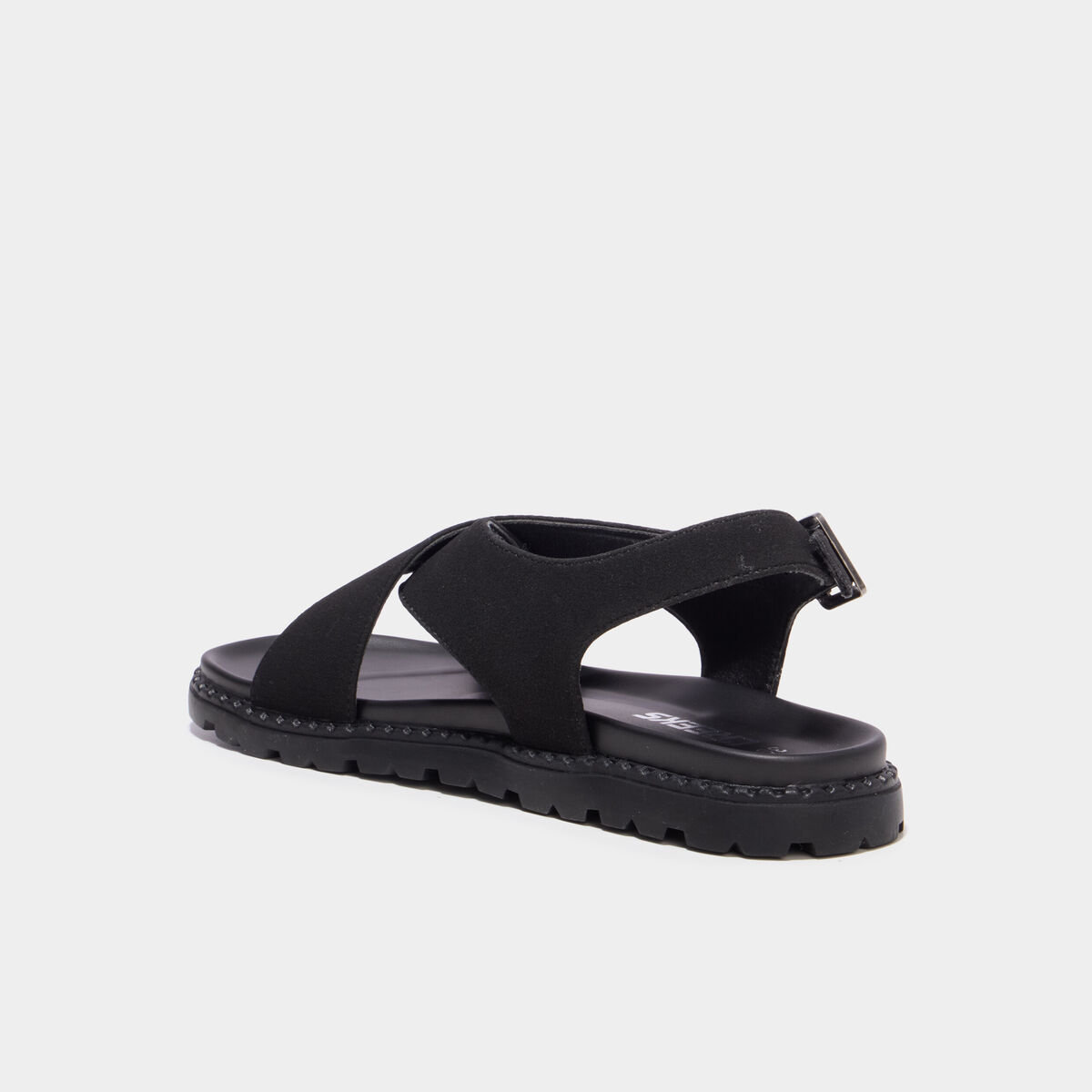 Sandales brides crois&eacute;es noir femme