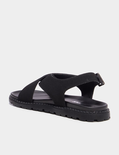 Sandales brides crois&eacute;es noir femme