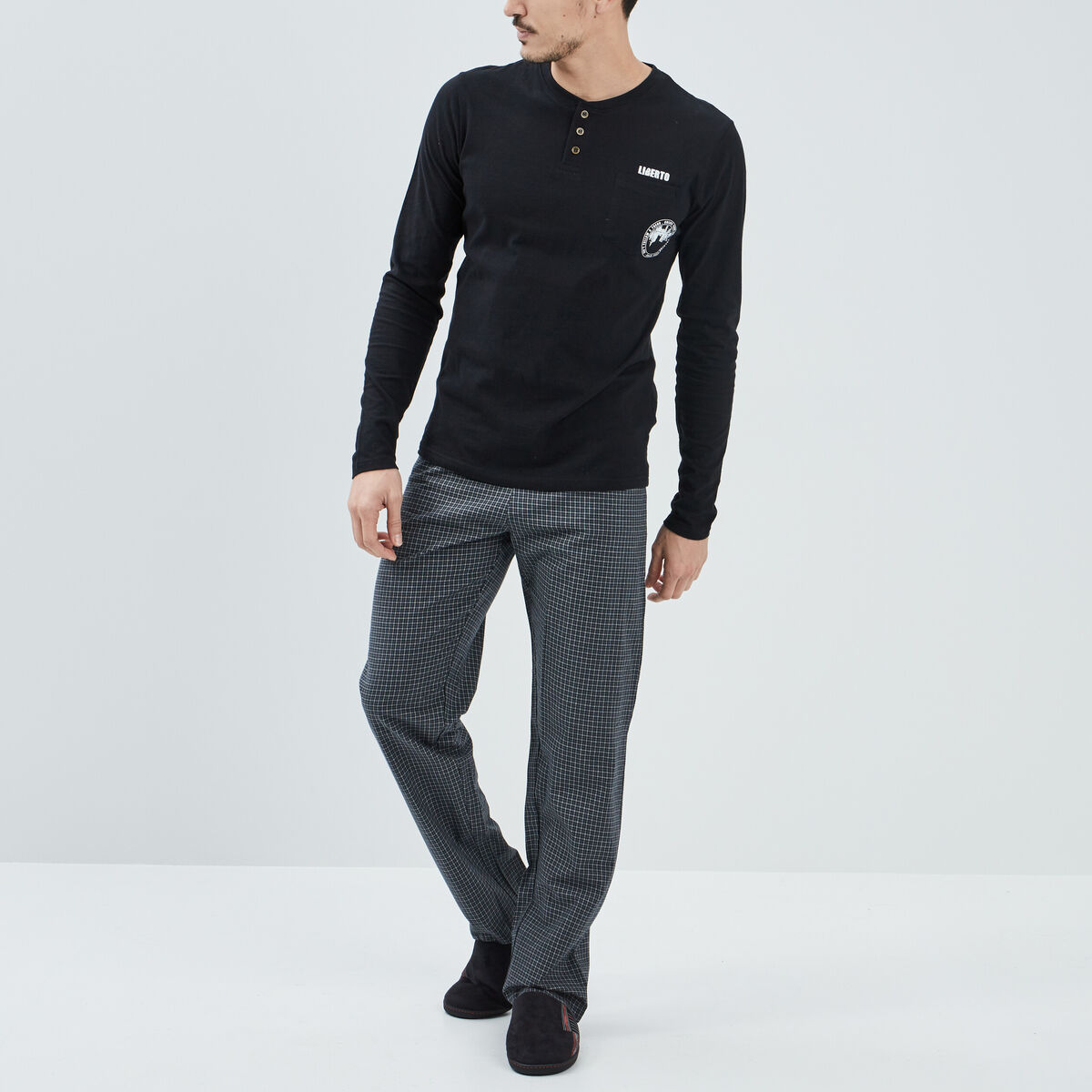 Ensemble pyjama 2 pièces noir homme