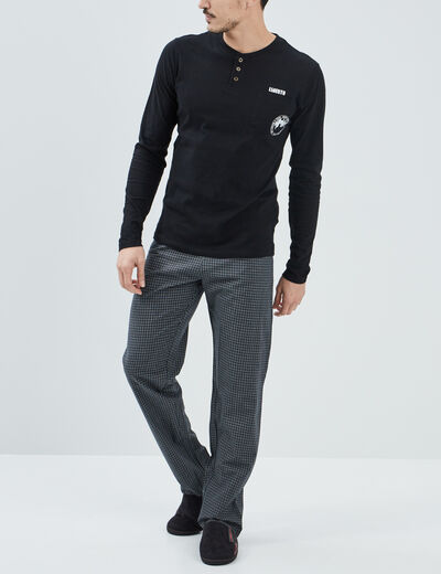 Ensemble pyjama 2 pièces noir homme