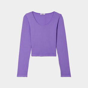 T-shirt côtelé sans couture parme femme