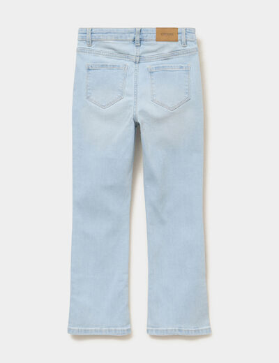 Jean flare poches plaqu&eacute;es denim bleach fille