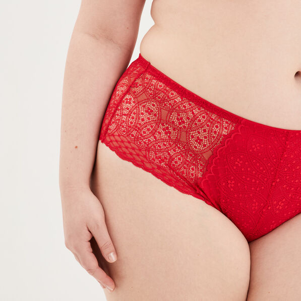 Shorty en dentelle Izzie rouge femme grande taille