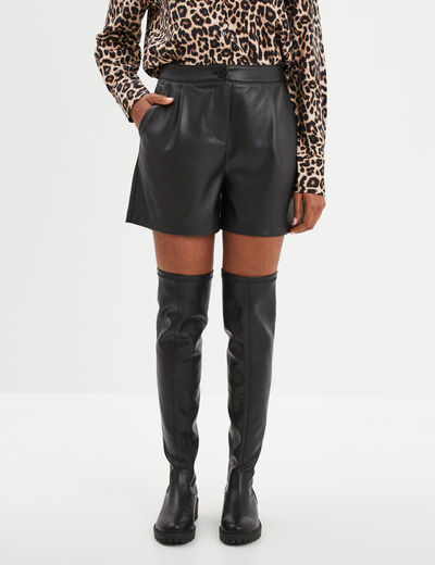 Short large simili cuir Liberto noir femme