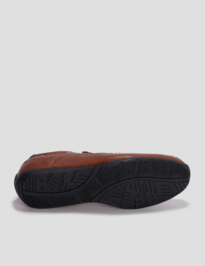 Mocassins confort &agrave; bout carr&eacute; marron homme