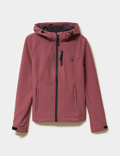 Blouson &agrave; capuche d&eacute;perlant fourr&eacute; vieux rose femme