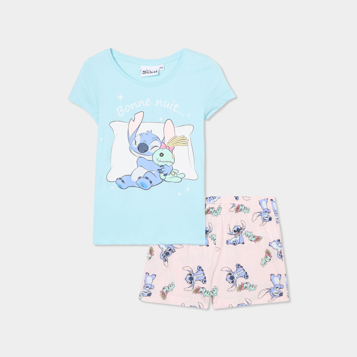 Ensemble pyjama short coton Stitch vert fille