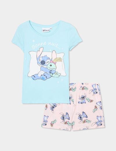 Ensemble pyjama short coton Stitch vert fille