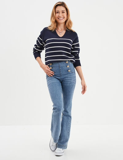 Pull marinière manches longues Creeks bleu marine femme