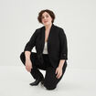 Veste droite manches 3/4 à revers noir femme grande taille