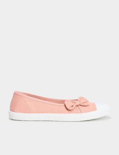 Ballerines en toile avec noeuds rose femme