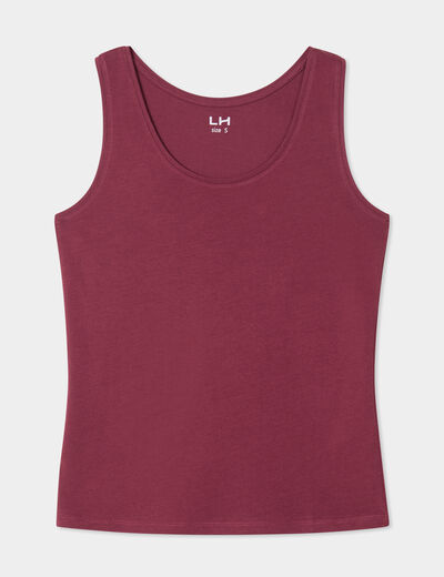 Débardeur bretelles larges coton bordeaux femme