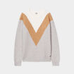 Pull manches longues col rond gris clair femme