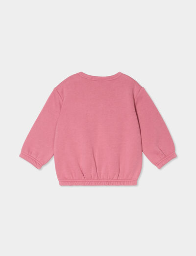 Sweat manches longues épaule boutonnée vieux rose bébé fille