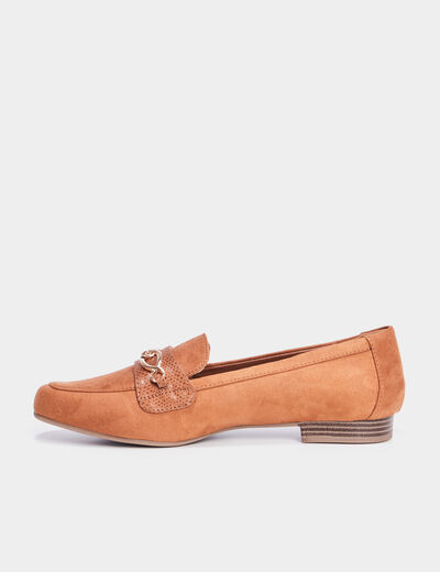 Mocassins plats suède marron femme