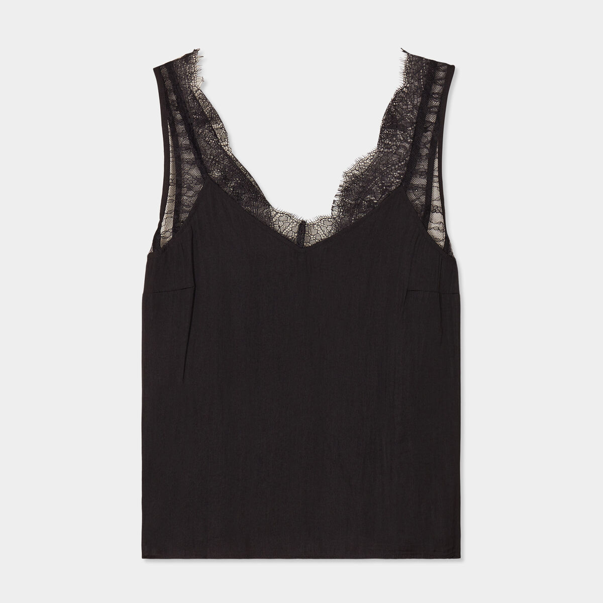 Caraco col V avec dentelle noir femme