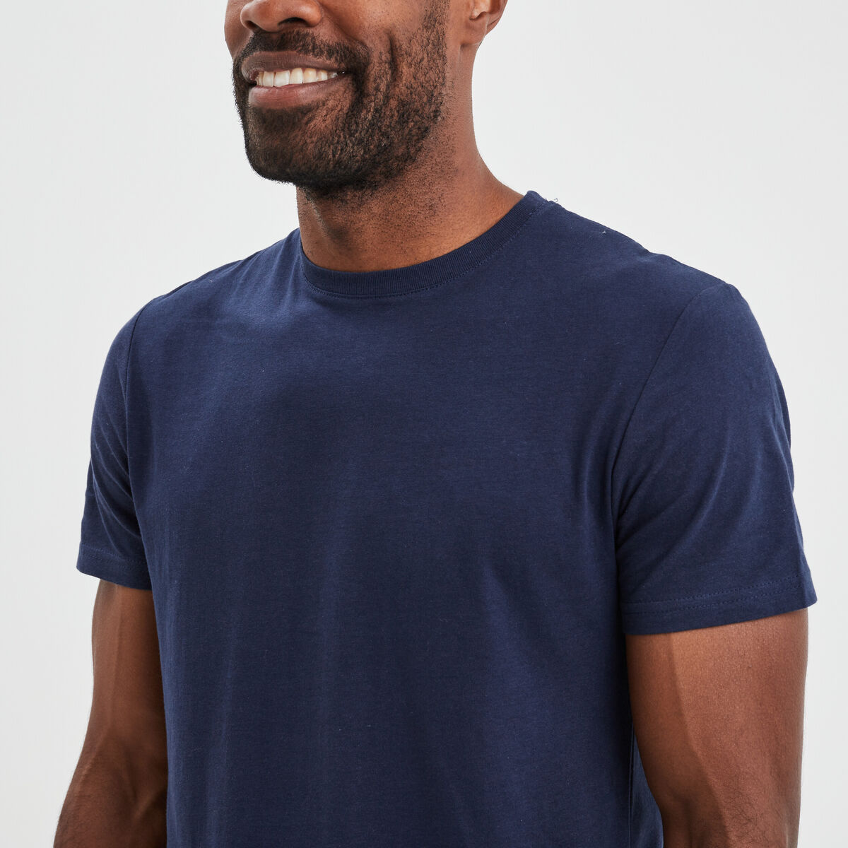 T-shirt droit en coton manches courtes bleu marine homme