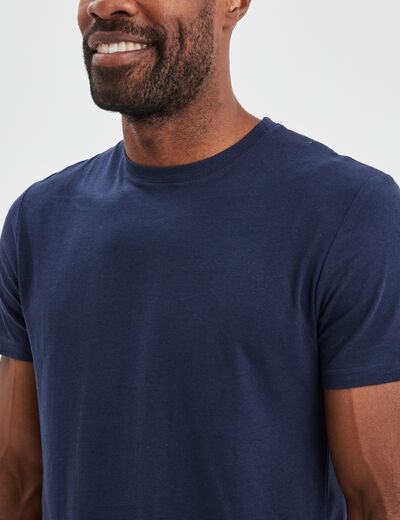 T-shirt droit en coton manches courtes bleu marine homme
