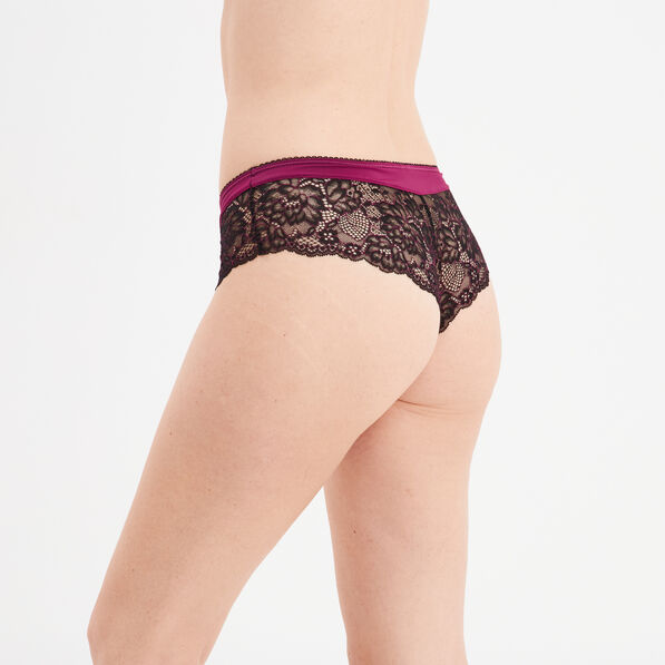 Shorty en micro dentelle rouge femme