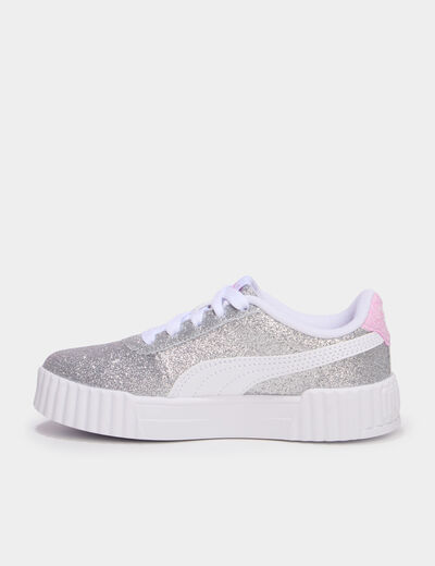 Baskets &agrave; paillettes Puma Carina gris argent fille