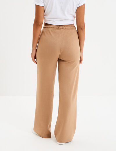 Pantalon de jogging large élastiqué taupe femme