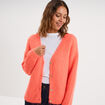 Gilet col en V manches longues rose fluo femme