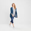 Pantacourt slim en jean push up denim double stone femme