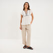 Blouse brod&eacute;e &agrave; volants coton blanc femme