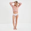 Shorty en coton avec dentelle blanc femme