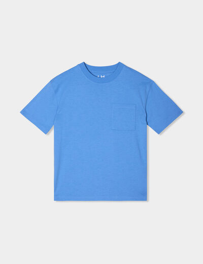 T-shirt oversize 1 poche manches courtes bleu lavande garçon