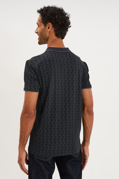 Polo slim manches courtes stretch noir homme
