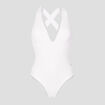 Maillot de bain une pièce côtelé blanc femme