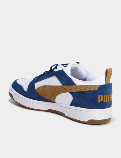 Tennis basses à lacets en cuir Puma bleu foncé homme