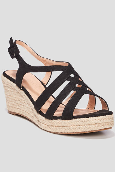 Sandales compensées noir femme