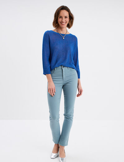 Pull manches longues bleu roi femme