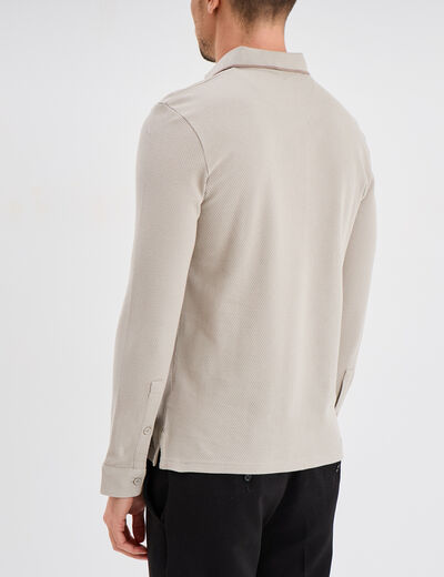 Polo droit manches longues coton gris clair homme