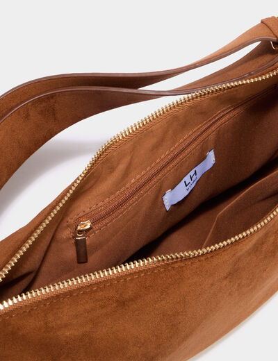 Sac banane effet su&eacute;dine camel femme