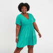 Robe courte évasée col cache-coeur vert femme grande taille