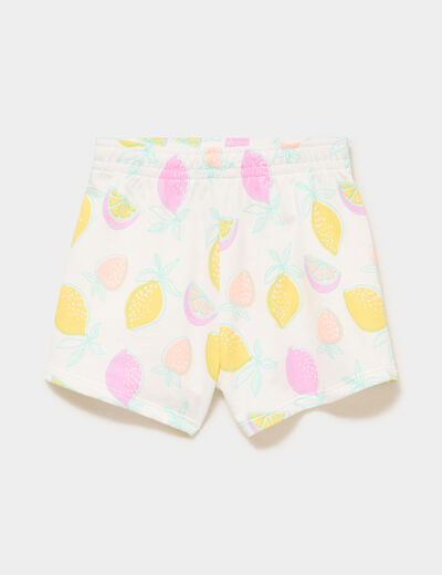 Short molletonn&eacute; &agrave; taille &eacute;lastiqu&eacute;e ecru fille