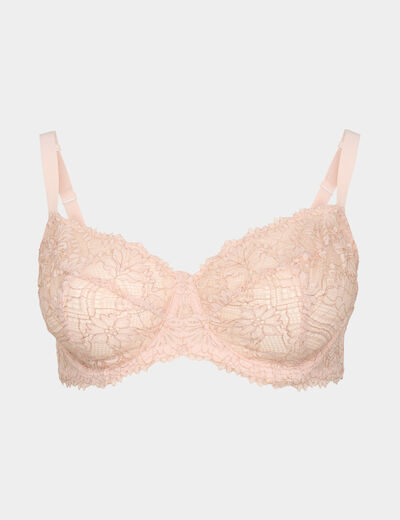 Soutien-gorge emboîtant dentelle rose clair femme grande taille