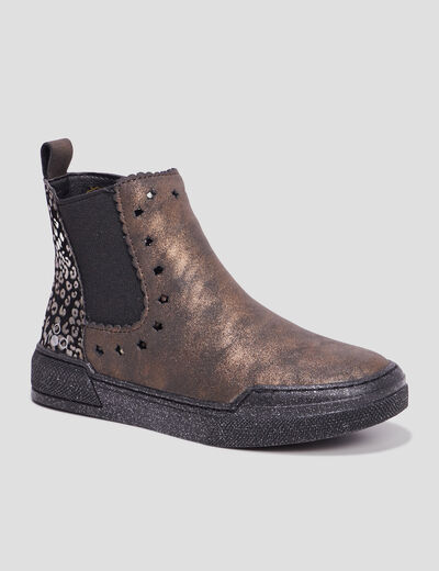 Bottillons pailletés en cuir Ariboot noir fille