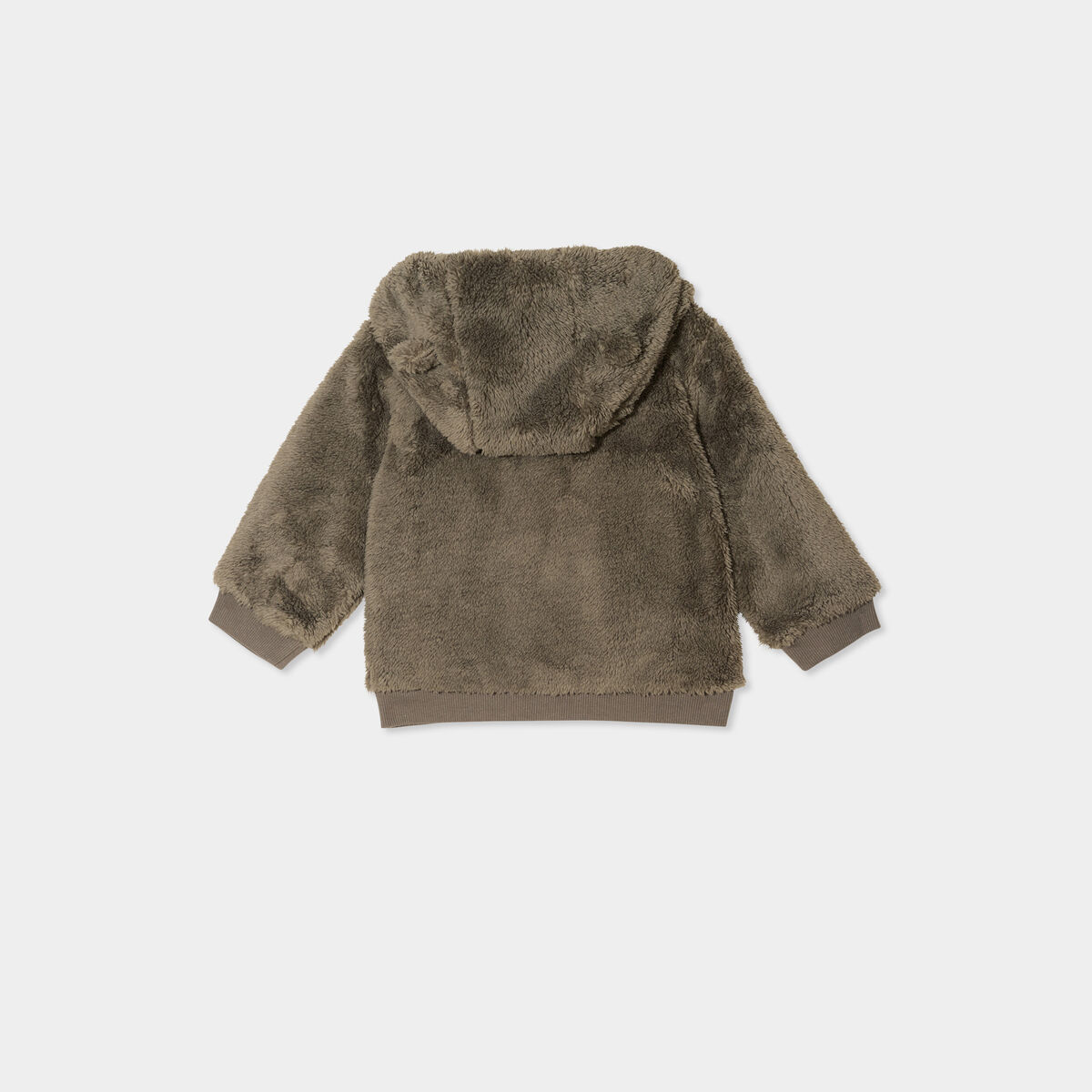 Gilet zippé effet polaire à capuche vert kaki bébé garçon