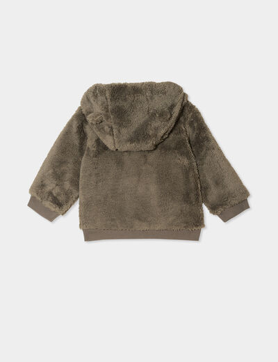 Gilet zippé effet polaire à capuche vert kaki bébé garçon